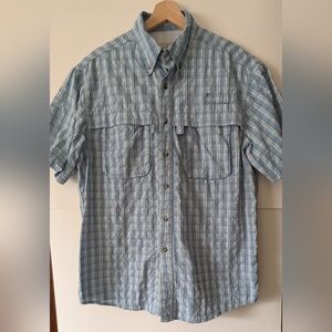 LLBean Men's Medium Blue Plaid Vented Shirt Hiking Beach Fishing